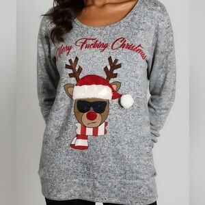 Spencer's Ugly Christmas Sweater "Merry F*cking‎ Christmas" -- M